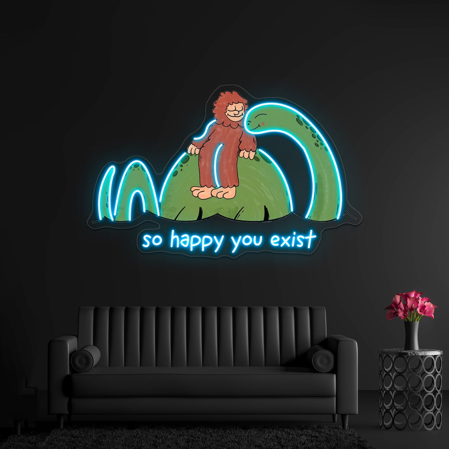 So Happy You Exist Cryptid Artwork Aesthetic Neon Signs