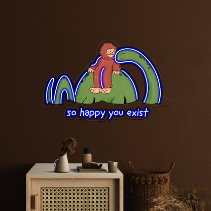 So Happy You Exist Cryptid Artwork Aesthetic Neon Signs