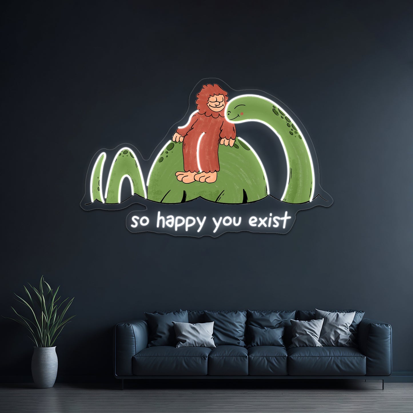 So Happy You Exist Cryptid Artwork Aesthetic Neon Signs