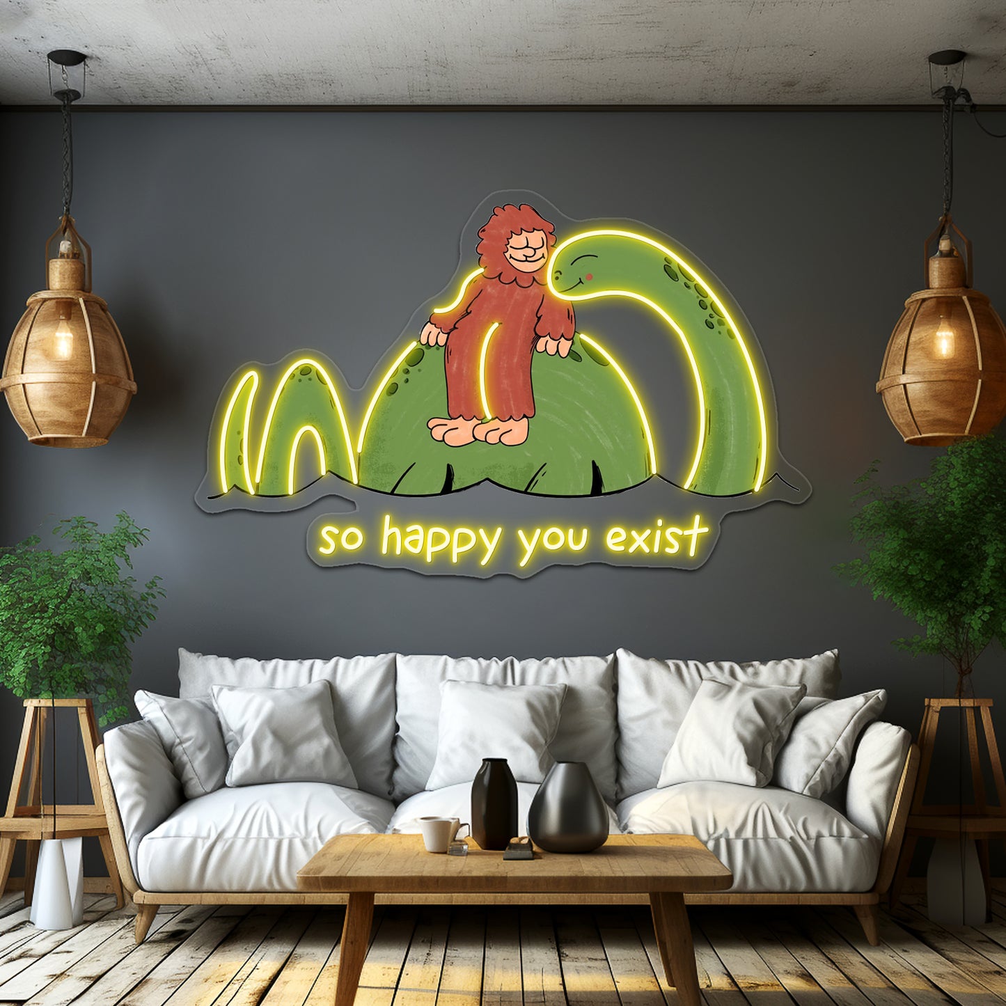 So Happy You Exist Cryptid Artwork Aesthetic Neon Signs