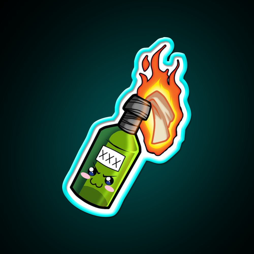 So Kowaii Molotov Cocktail Bar Decor Led Neon Sign Rgb Color - Size and dimension reference