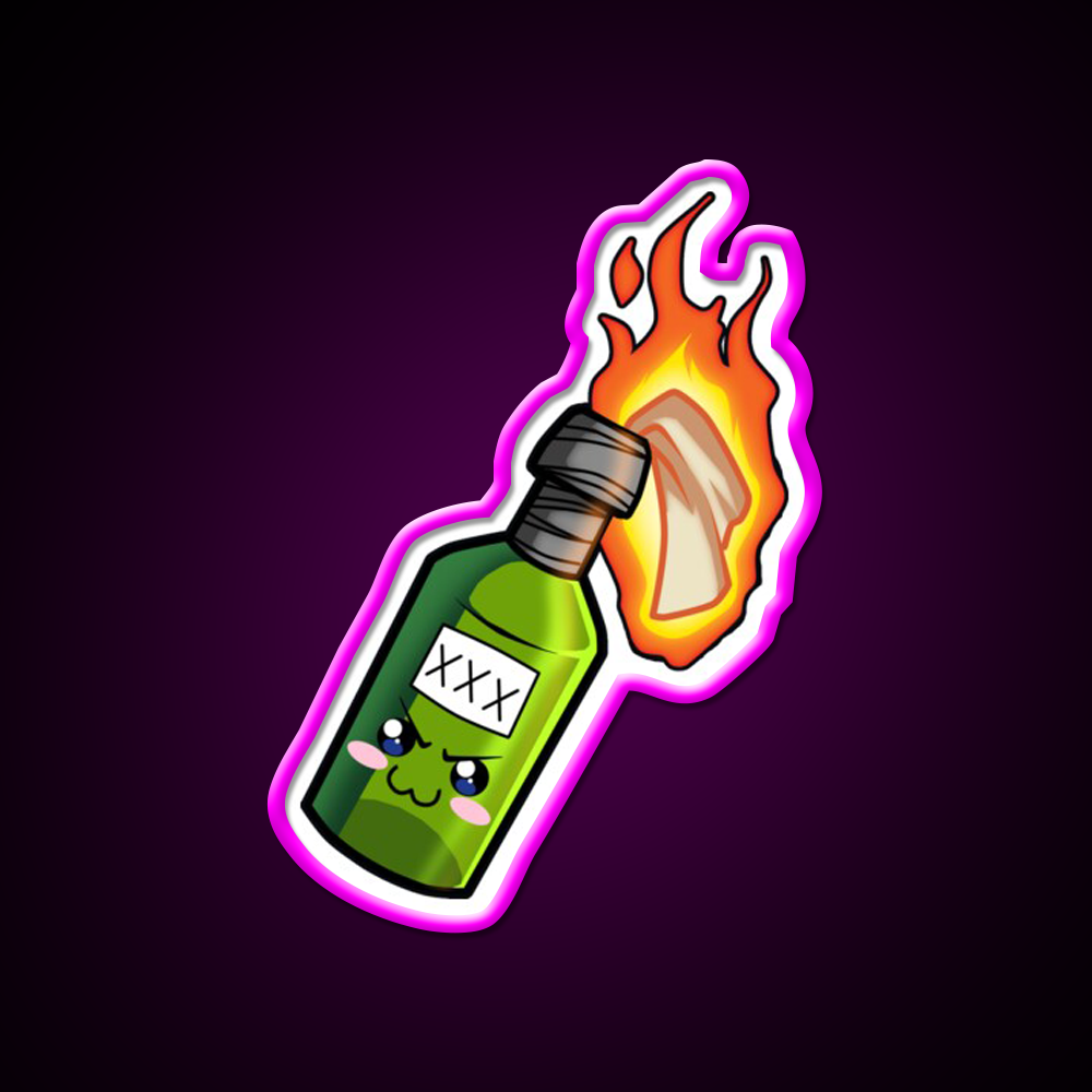 So Kowaii Molotov Cocktail Bar Decor Led Neon Sign Rgb Color - Neon sign mounted on wall in room