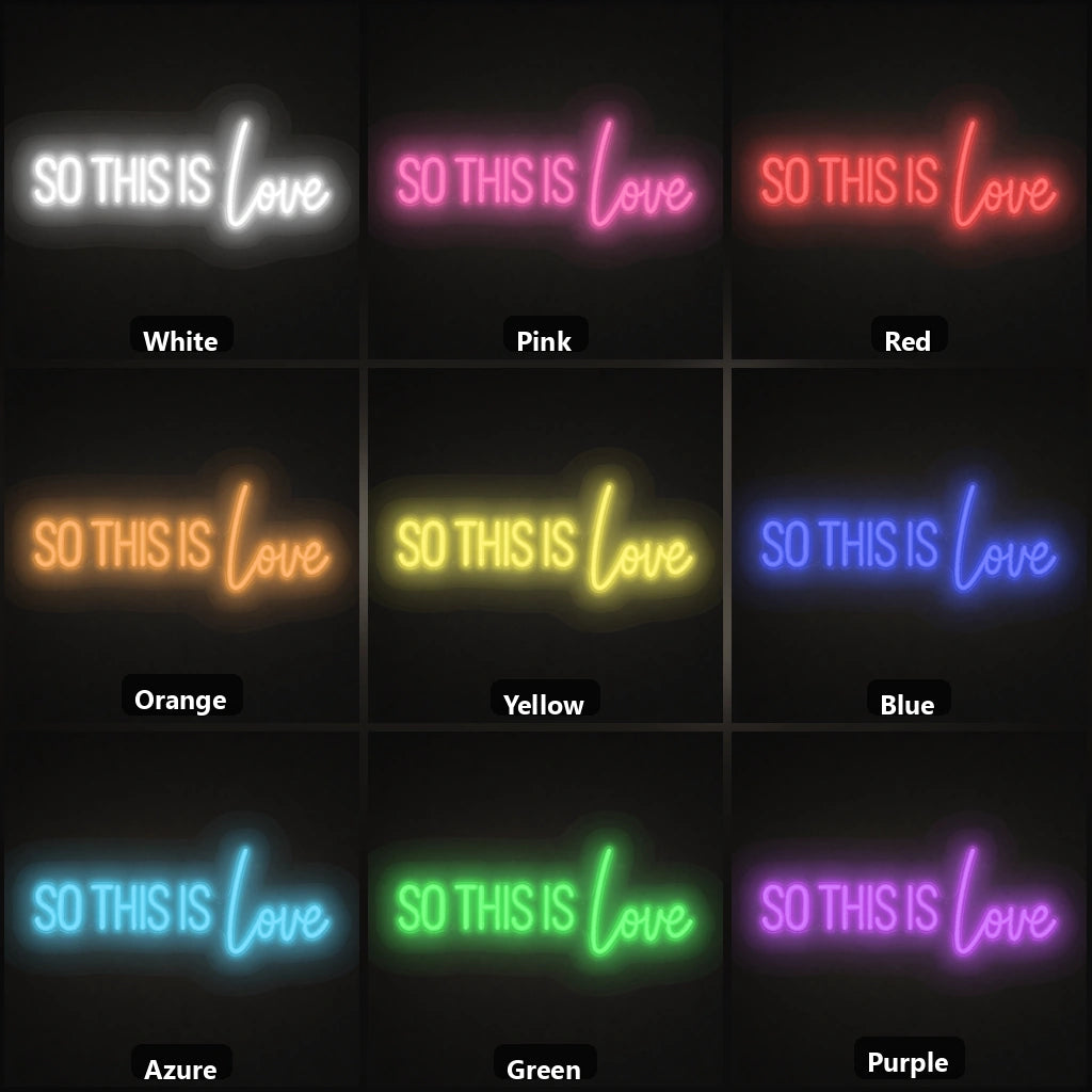 So This Is Love LED Neon Sign Garage Man Cave Neon Sign color grid