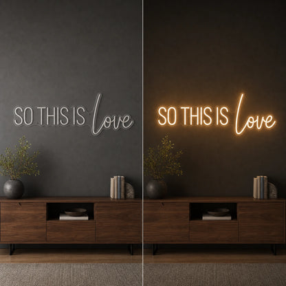 So This Is Love LED Neon Sign Garage Man Cave Neon Sign day and night comparison