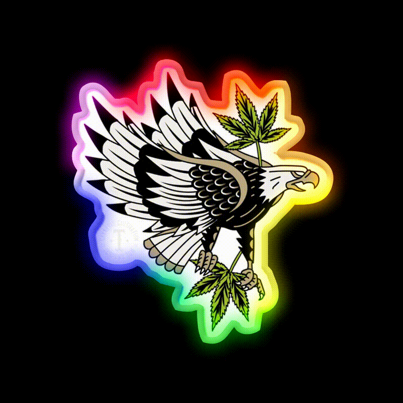 Soar For It Hemp Inspired Green Leaf Led Neon Sign Rgb Color - LED neon sign close-up detail
