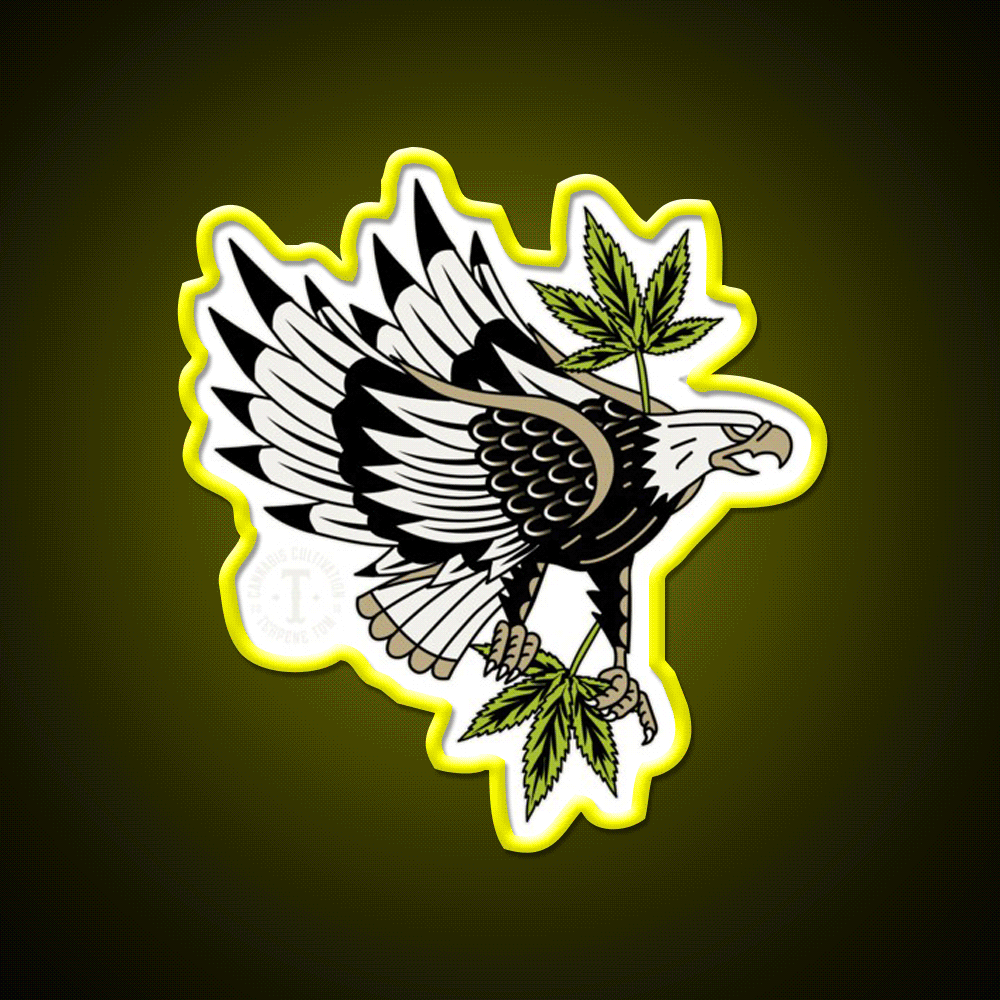Soar For It Hemp Inspired Green Leaf Led Neon Sign Rgb Color - Custom LED neon sign front view