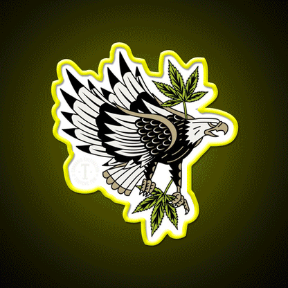 Soar For It Hemp Inspired Green Leaf Led Neon Sign Rgb Color - Custom LED neon sign front view