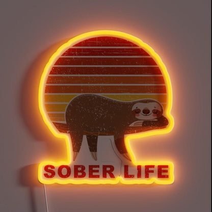 Sober Life Sloth Retro Sunset Rgb Led Neon Sign - Shineneon