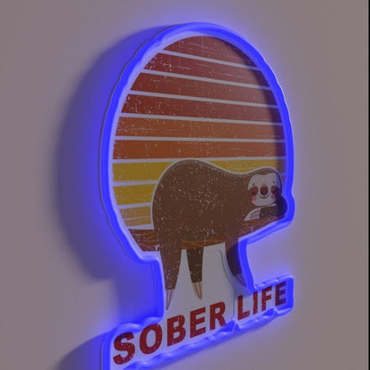 Sober Life Sloth Retro Sunset Rgb Led Neon Sign - Shineneon