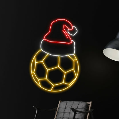 Soccer Ball Christmas Hat Led Neon Sign | Shineneon