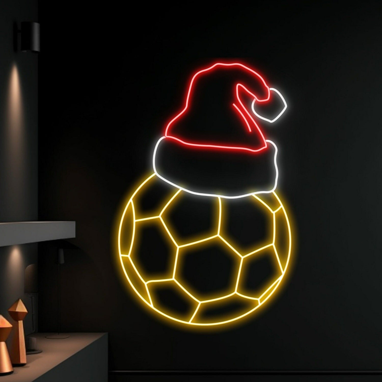 Soccer Ball Christmas Hat Led Neon Sign | Shineneon