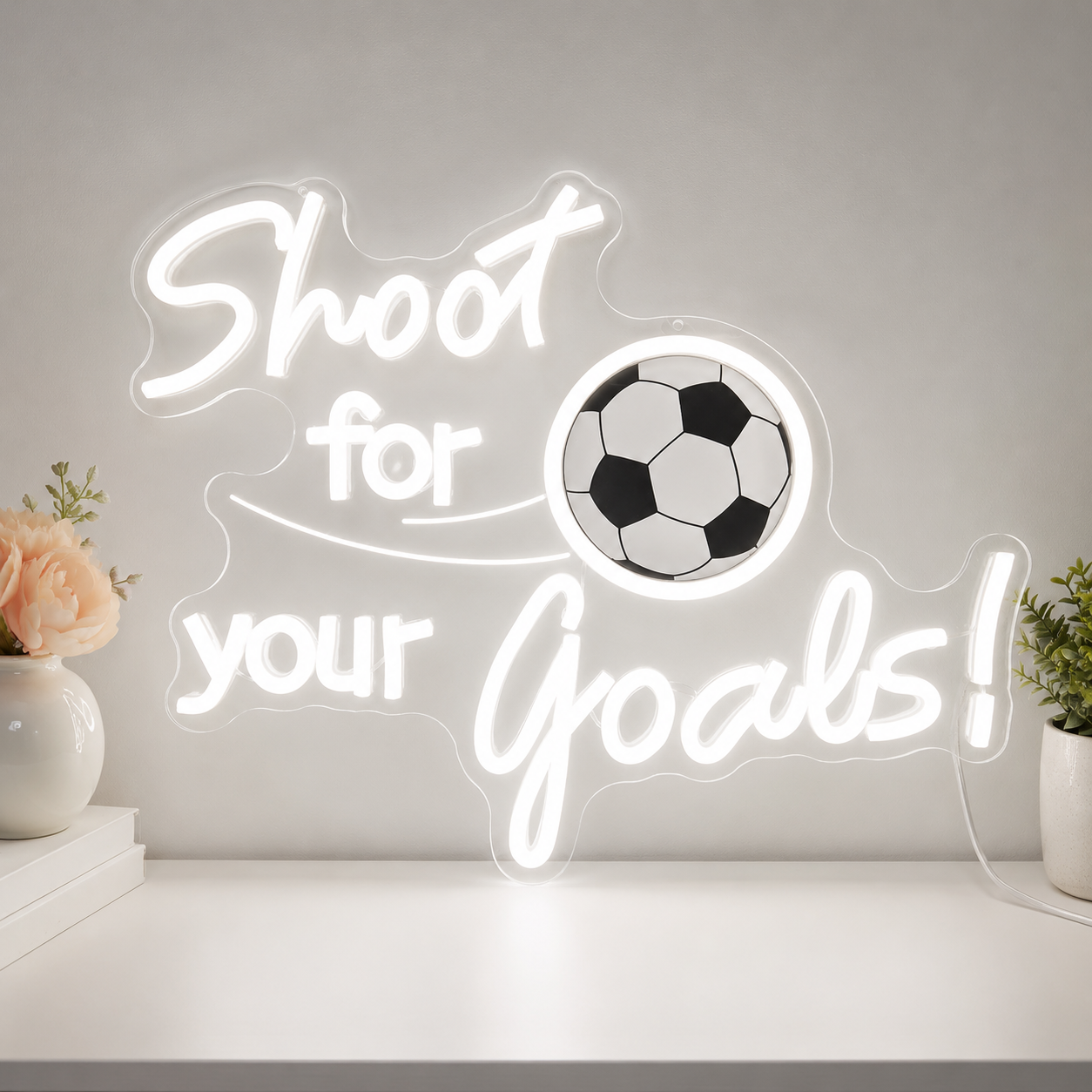 Soccer Ball Goal Wall Athletic Room LED Neon Sign main product image