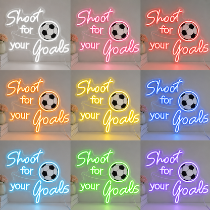 Soccer Ball Goal Wall Athletic Room LED Neon Sign color grid