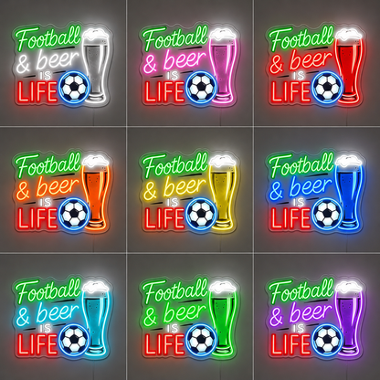 Soccer Ball Locker Room LED Neon Sign color grid