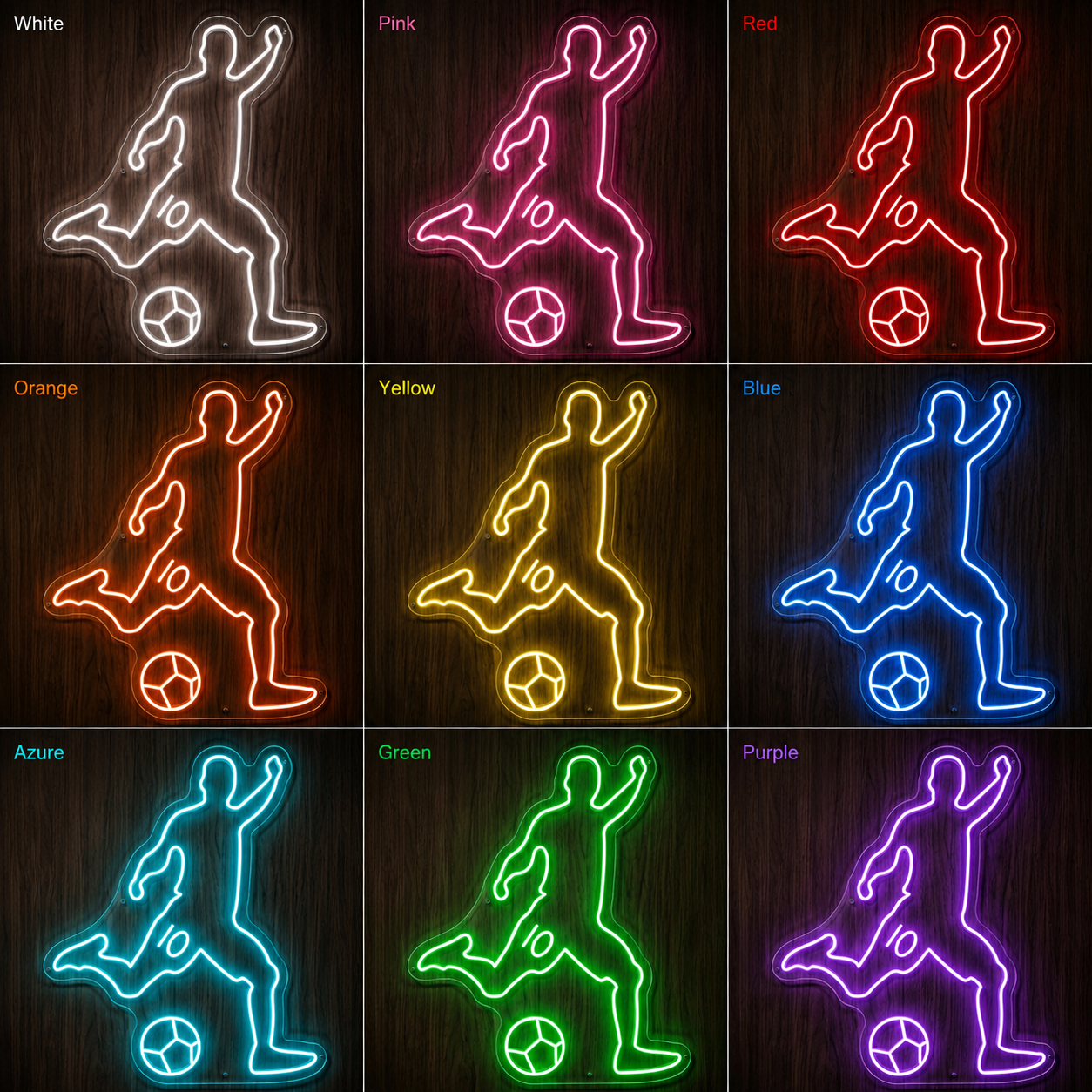 Soccer Ball Sports Room LED Neon Sign color grid