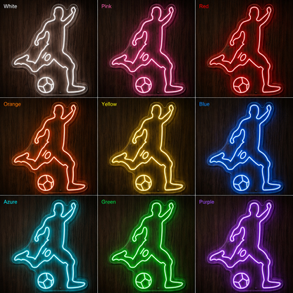 Soccer Ball Sports Room LED Neon Sign color grid
