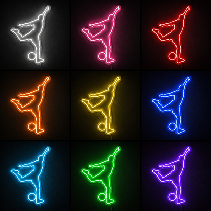 Soccer Ball Wall Art LED Neon Sign color grid
