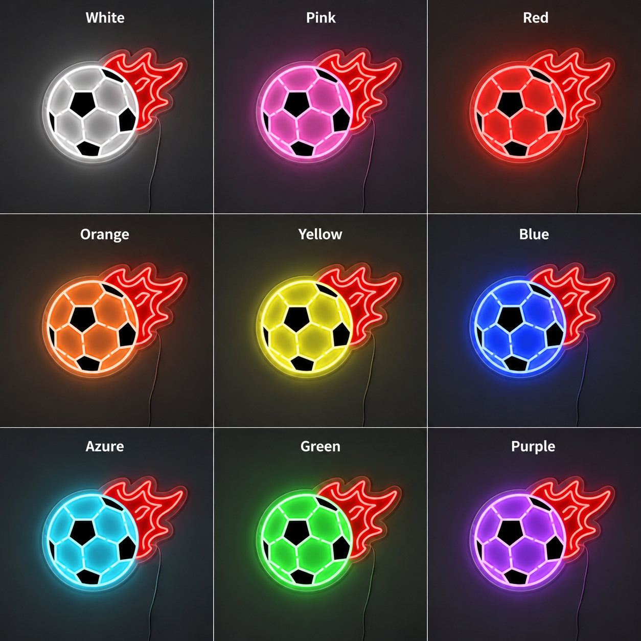 Soccer Bedroom Player Wall LED Neon Sign color grid