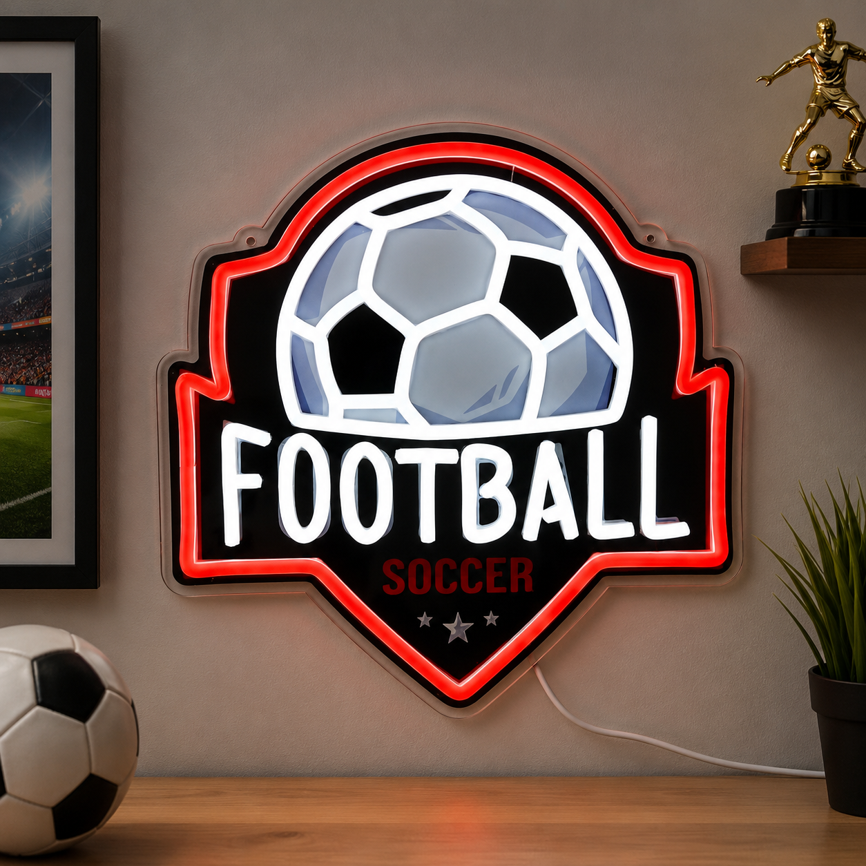 Soccer Bedroom Wall Art LED Neon Sign main product image
