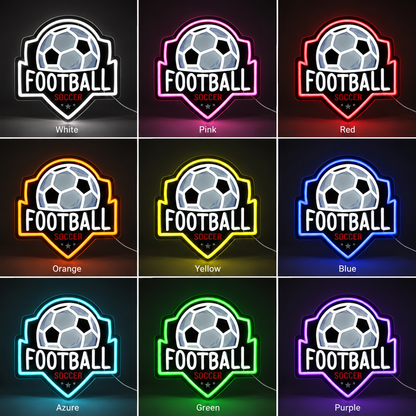 Soccer Bedroom Wall Art LED Neon Sign color grid