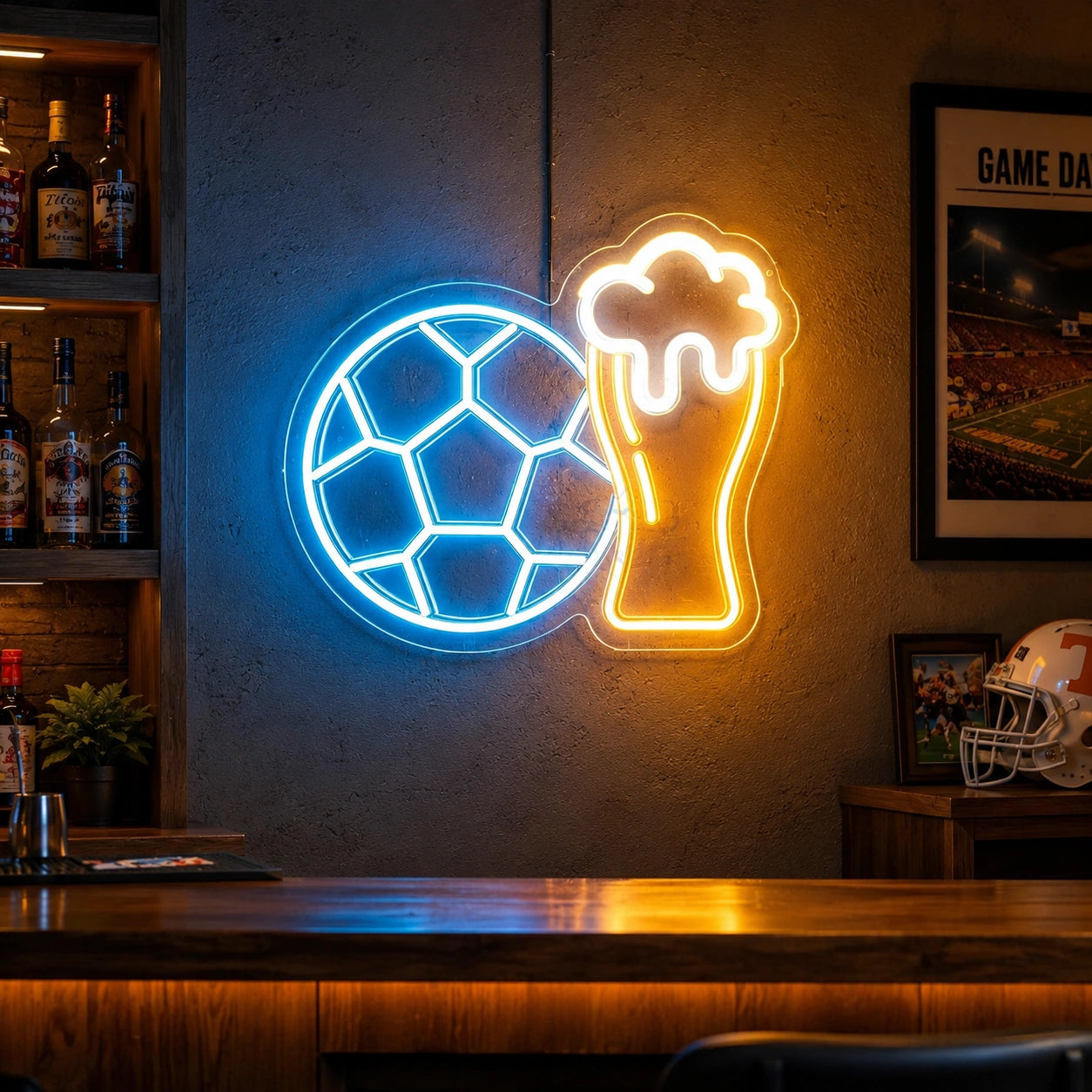 Soccer Beer Bar Neon Sign LED Neon Sign real lifestyle scene