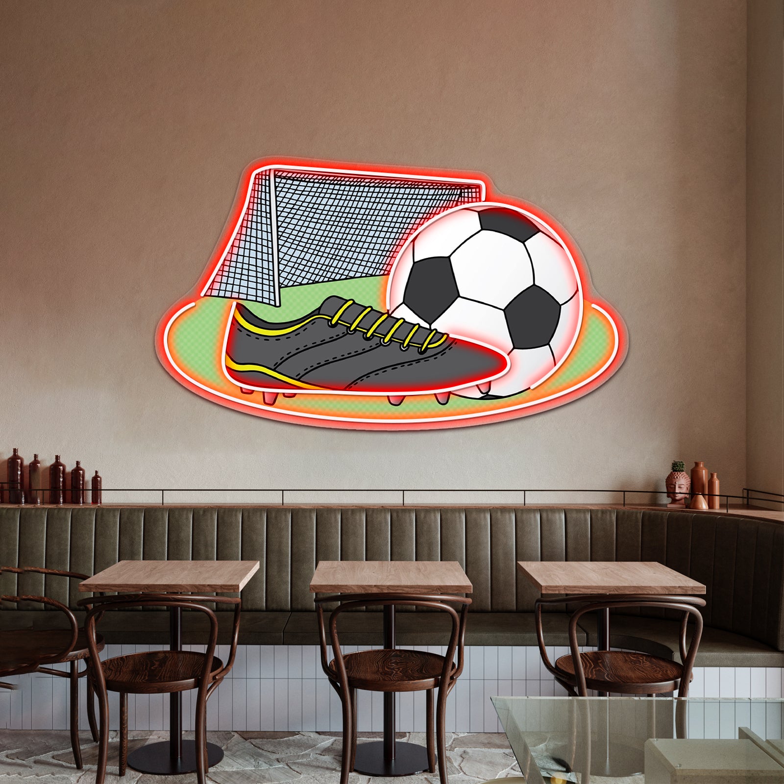 Soccer Cleat Ball And Net Artwork Neon Signs For Bedroom | Shineneon