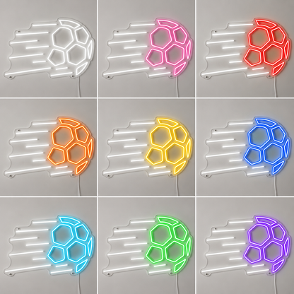 Soccer Fan Room Trophy Wall Kids Room LED Neon Sign color grid