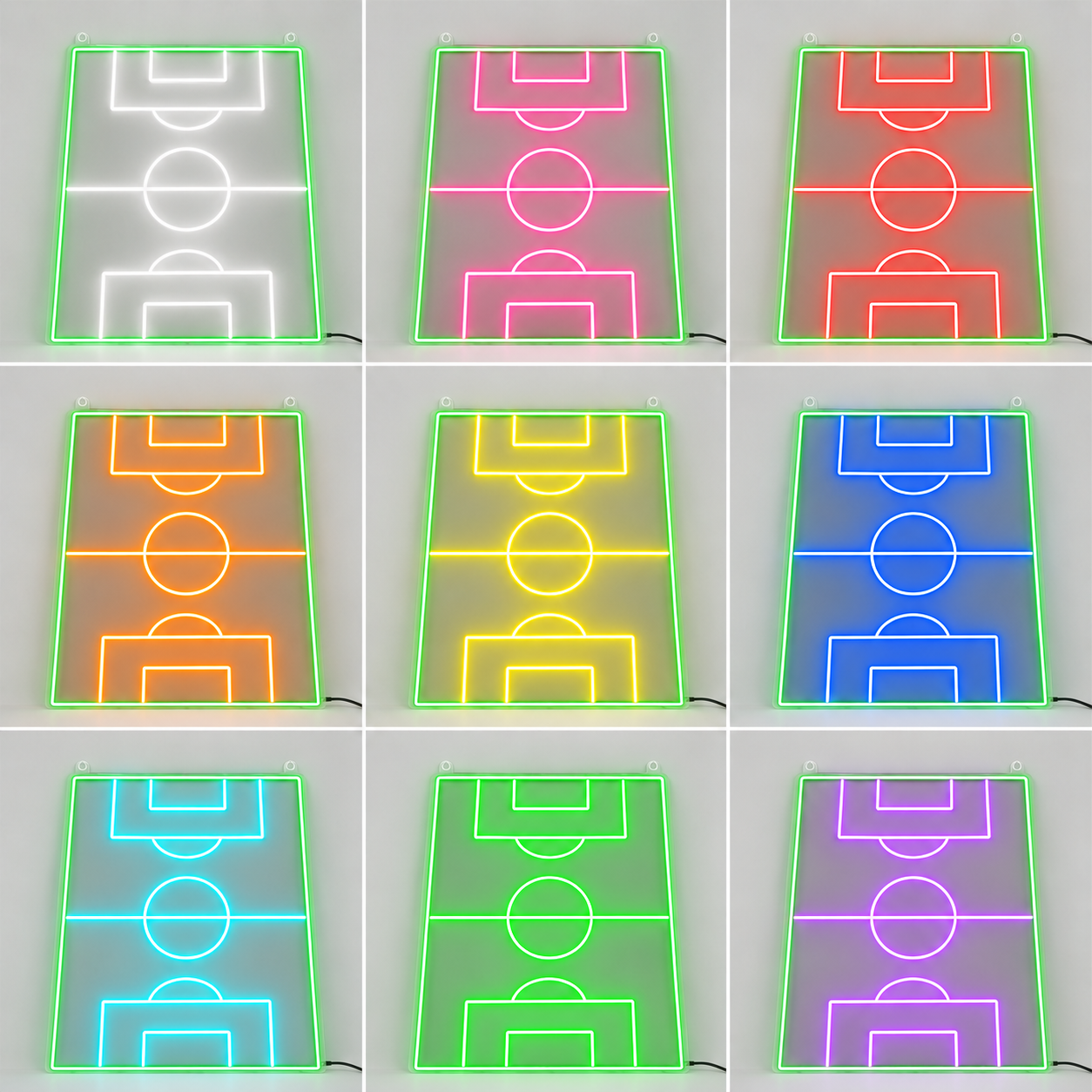 Soccer Field Outline Wall Decor LED Neon Sign color grid