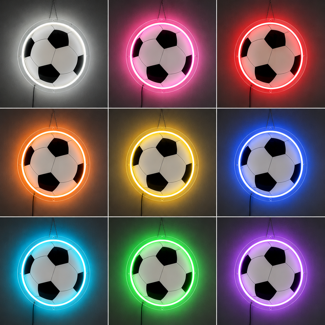Soccer Goal Home Decor LED Neon Sign color grid