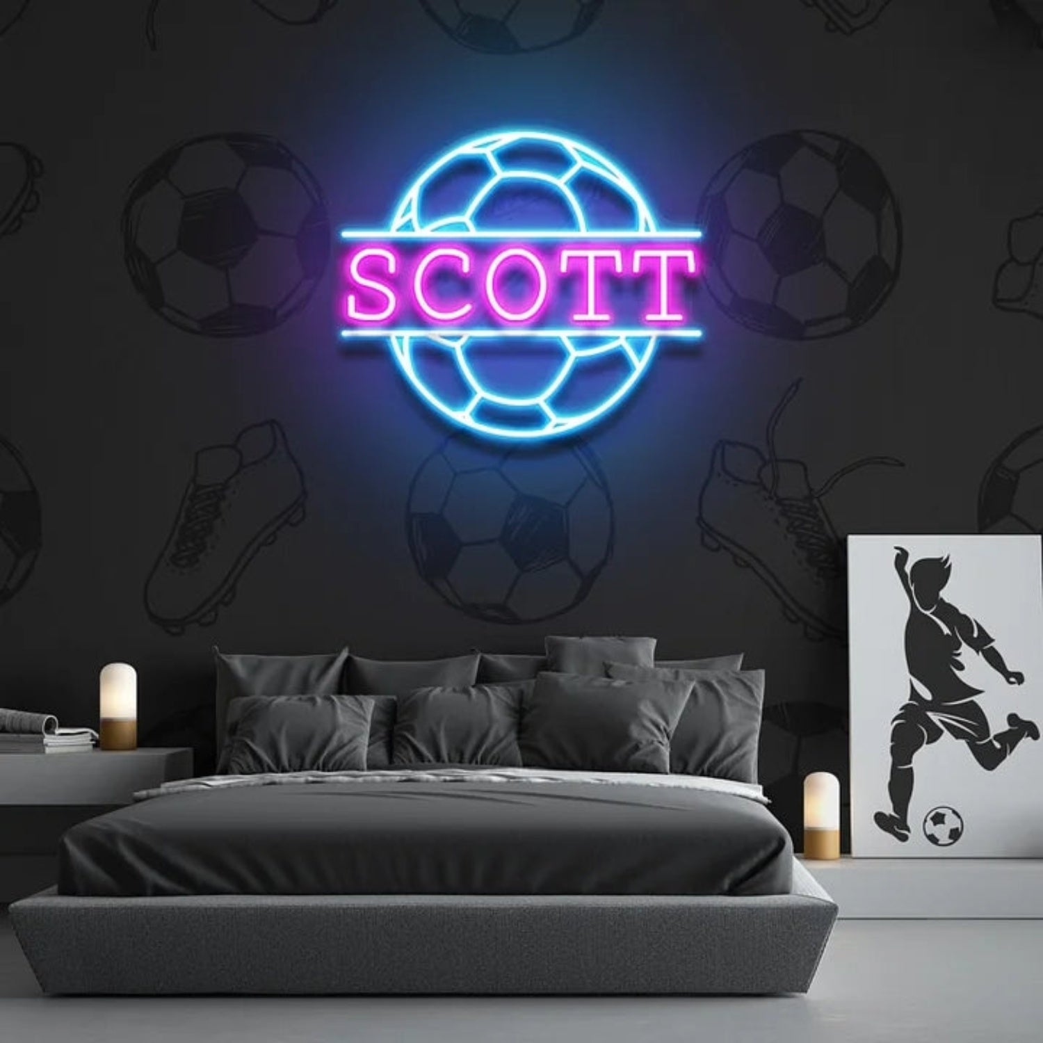 Soccer Led Neon Sign With Your Lovely Kids Name | Shineneon