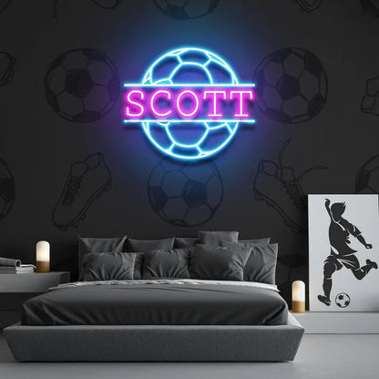 Soccer Led Neon Sign With Your Lovely Kids Name | Shineneon