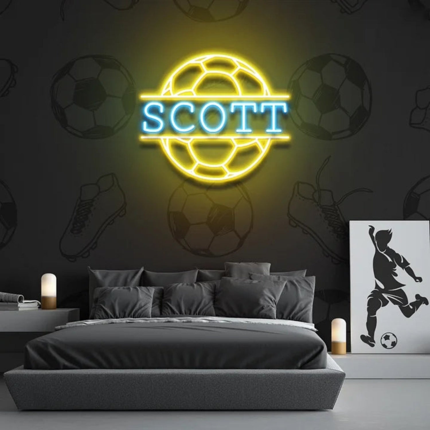 Soccer Led Neon Sign With Your Lovely Kids Name | Shineneon