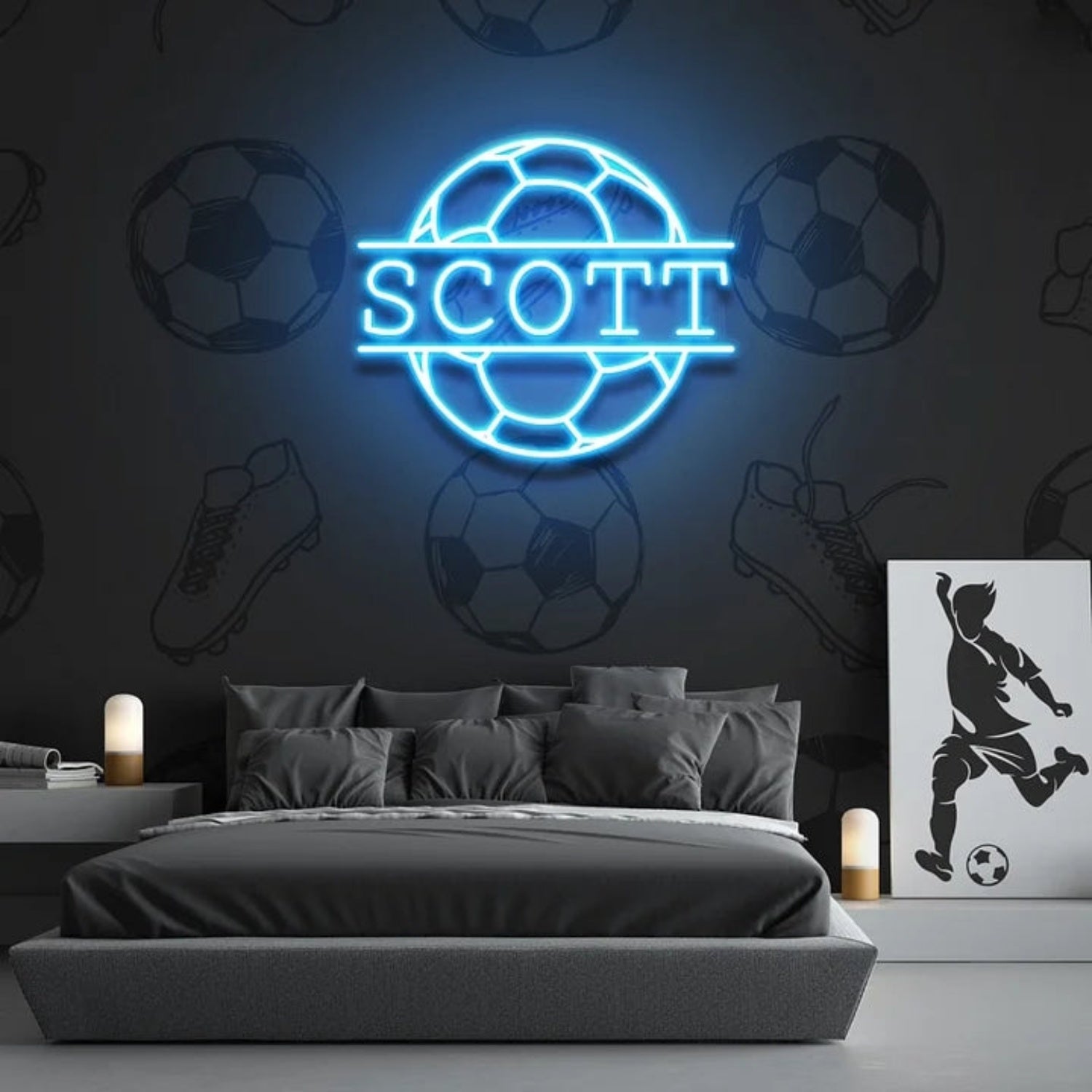 Soccer Led Neon Sign With Your Lovely Kids Name | Shineneon