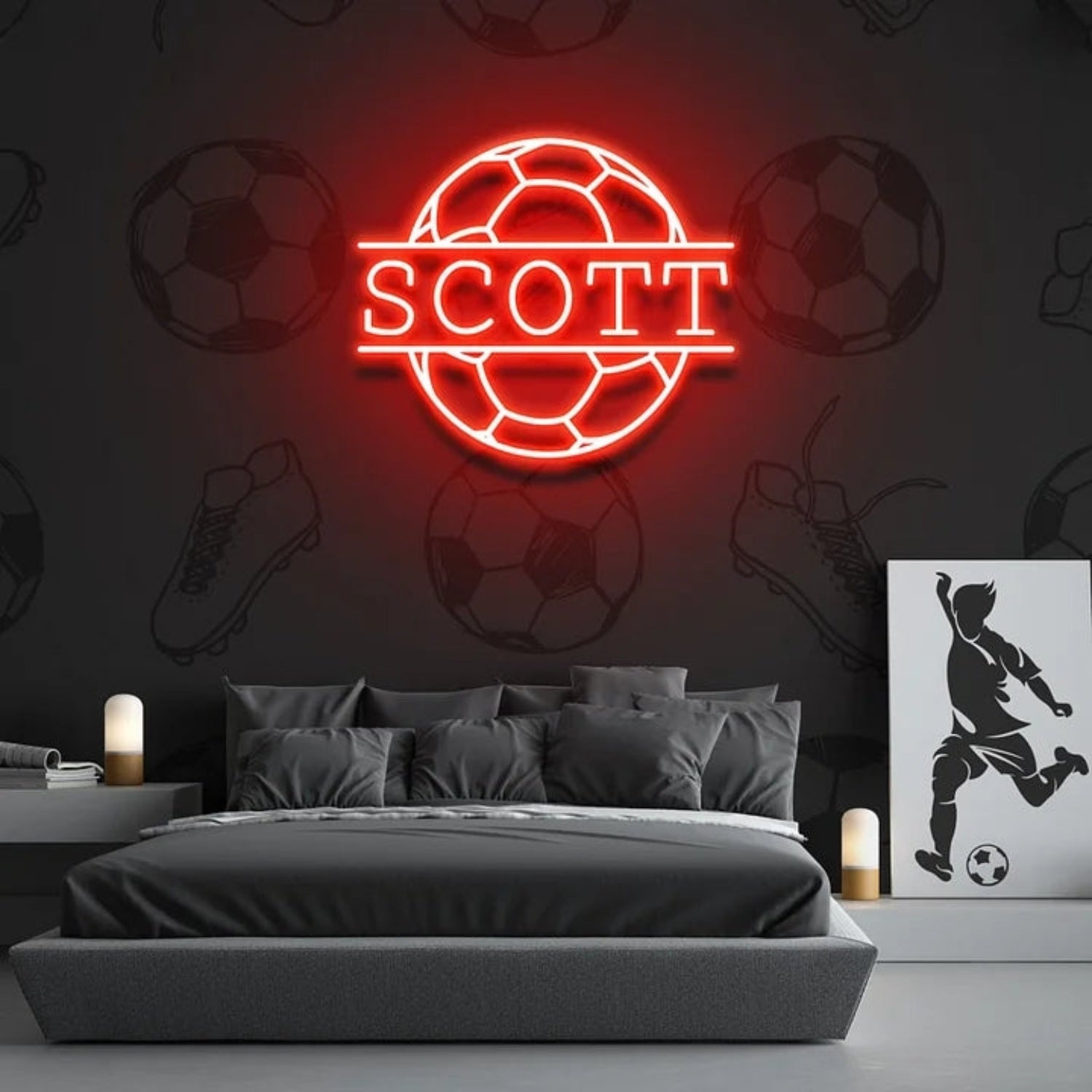 Soccer Led Neon Sign With Your Lovely Kids Name | Shineneon