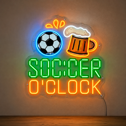 Soccer O Clock Beer O Clock Neon Sign Football Pub Bar LED Neon Sign main product image