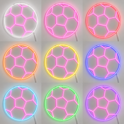 Soccer Player Silhouette Display Wall LED Neon Sign color grid