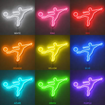 Soccer Player Silhouette Wall Decor LED Neon Sign color grid