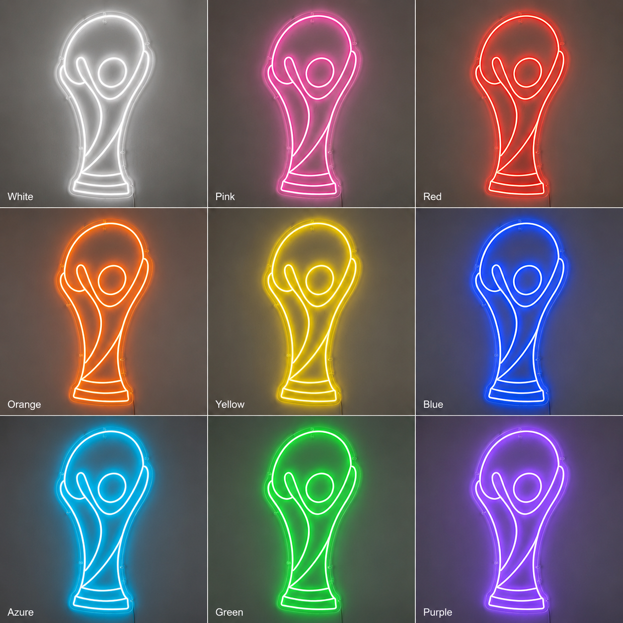 Soccer Trophy Indoor Wall LED Neon Sign color grid