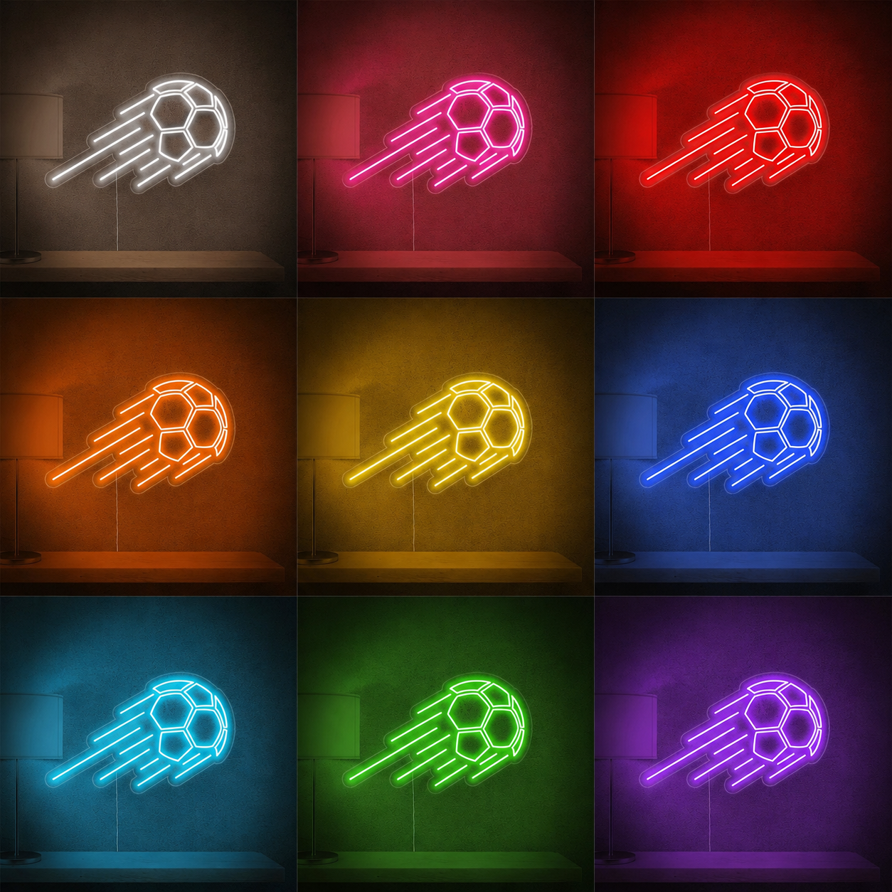 Soccer Wall Decor Game Room LED Neon Sign color grid