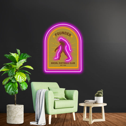 Social Distance Club Founder For Bar Wall Decor Artwork Neon Wall Signs