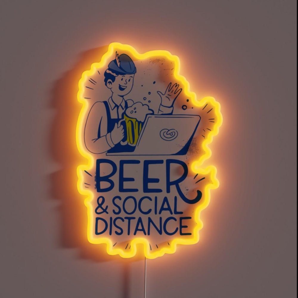 Social Distancing Oktoberfest Coronavirus Lockdown Rgb Led Neon Sign - Shineneon