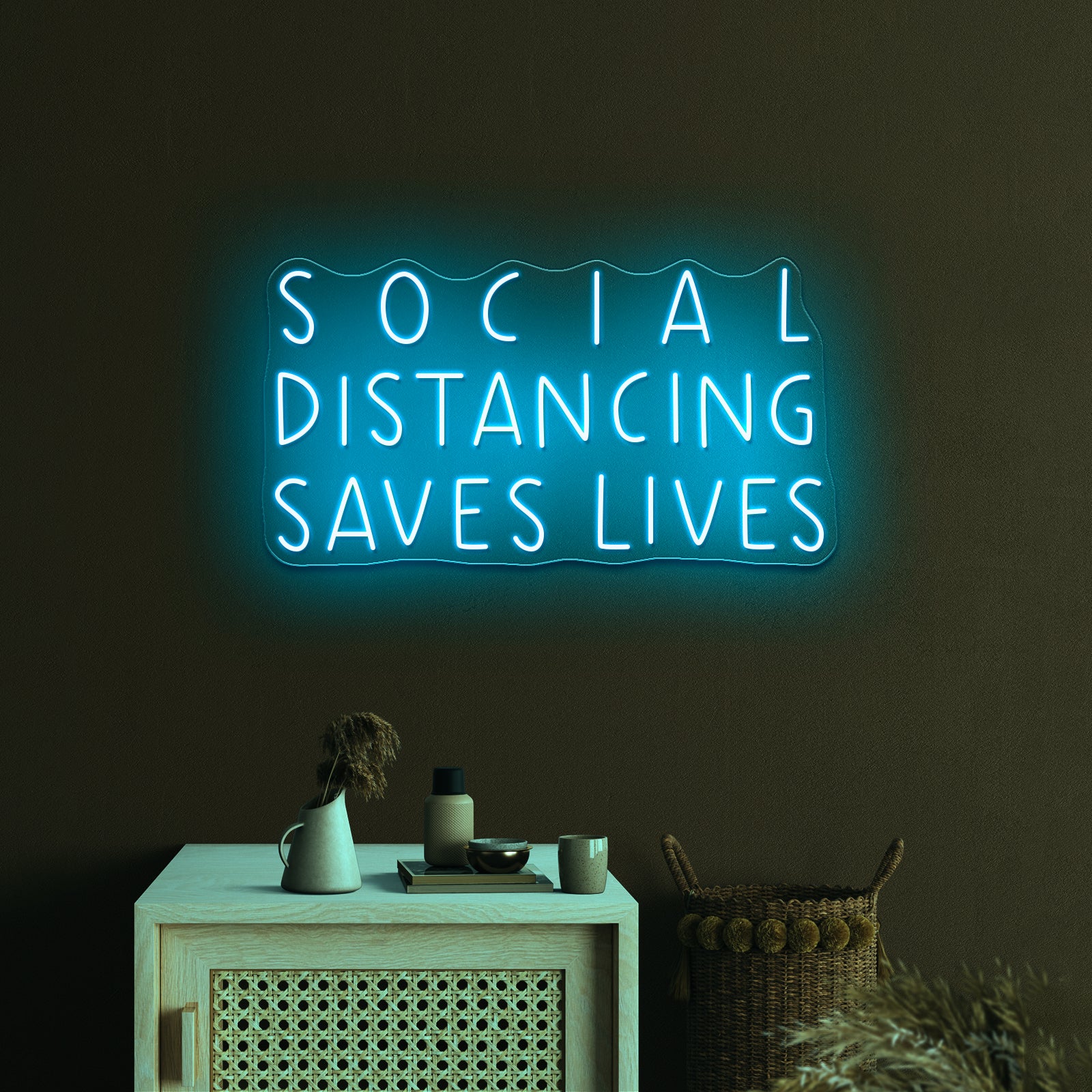 Social Distancing Saves Lives Pandemic Artwork Neon Sign Wall Art | Shineneon