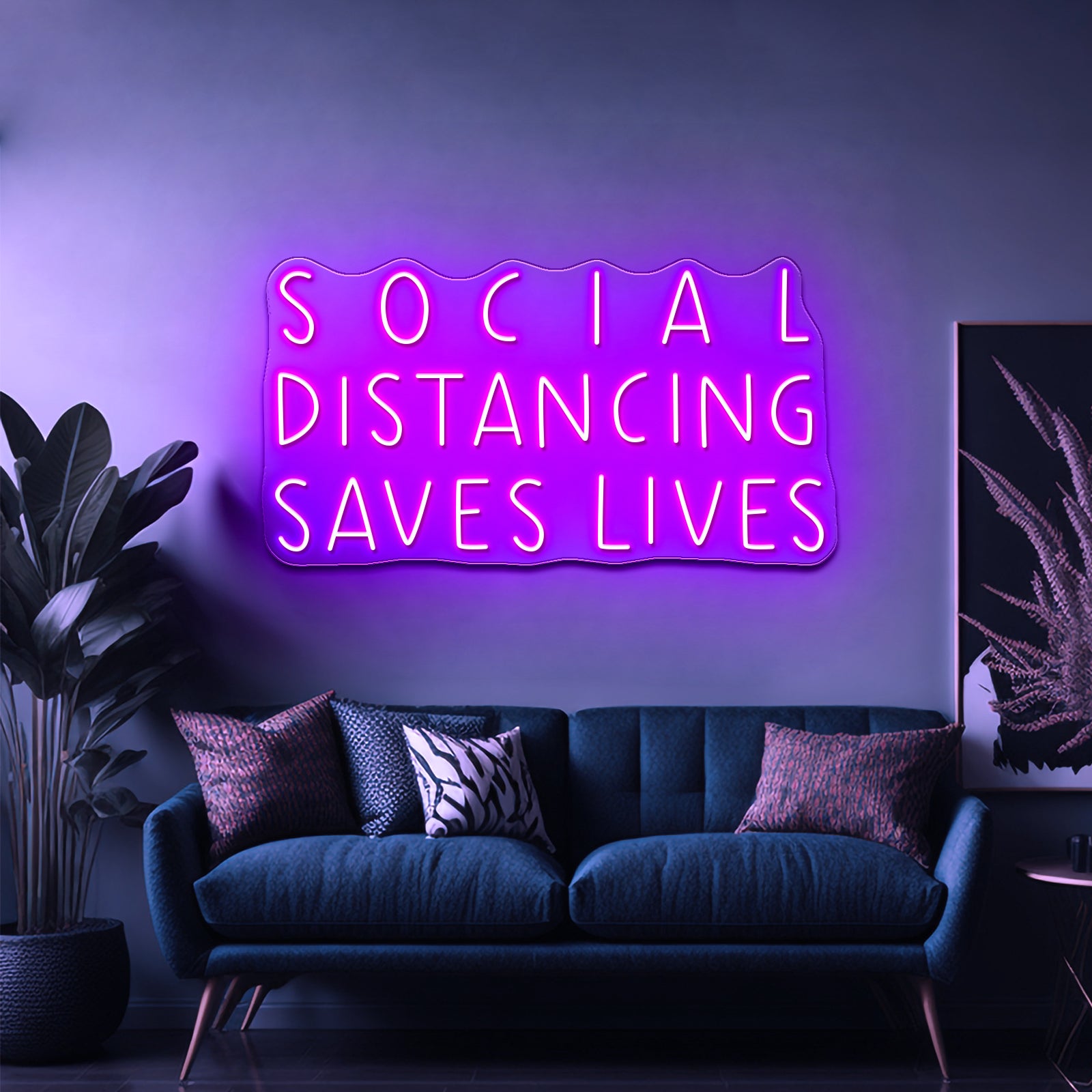 Social Distancing Saves Lives Pandemic Artwork Neon Sign Wall Art | Shineneon