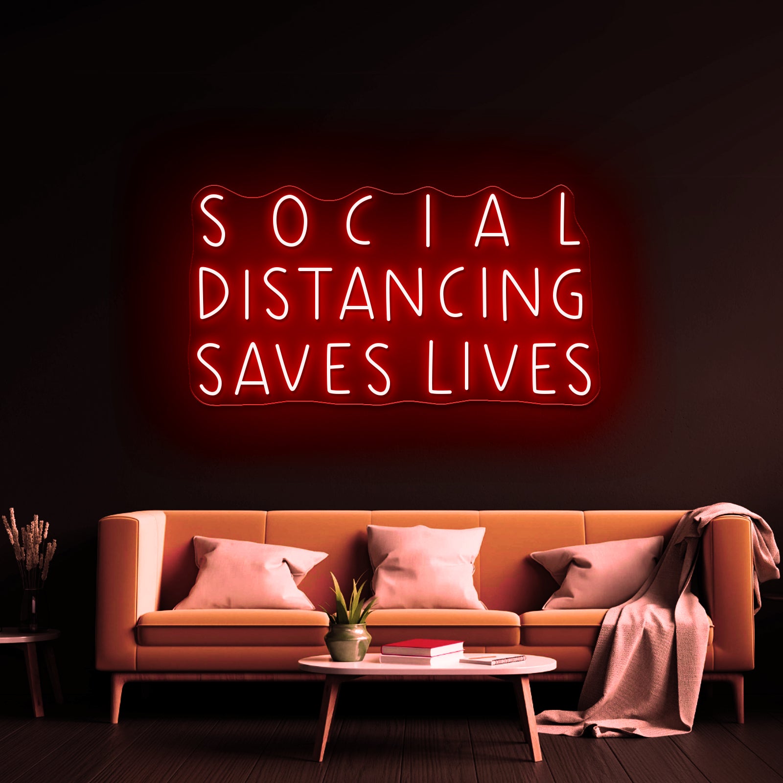 Social Distancing Saves Lives Pandemic Artwork Neon Sign Wall Art | Shineneon