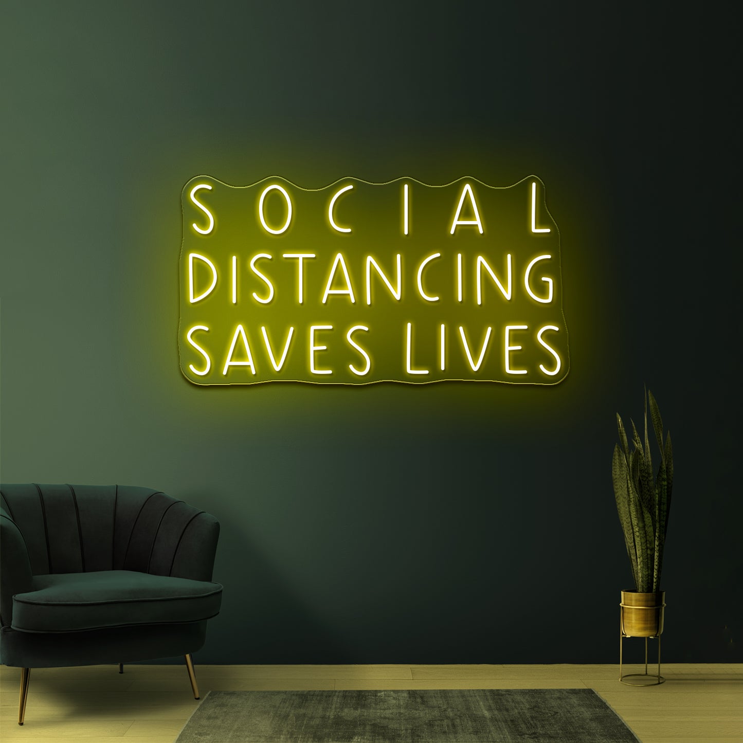 Social Distancing Saves Lives Pandemic Artwork Neon Sign Wall Art