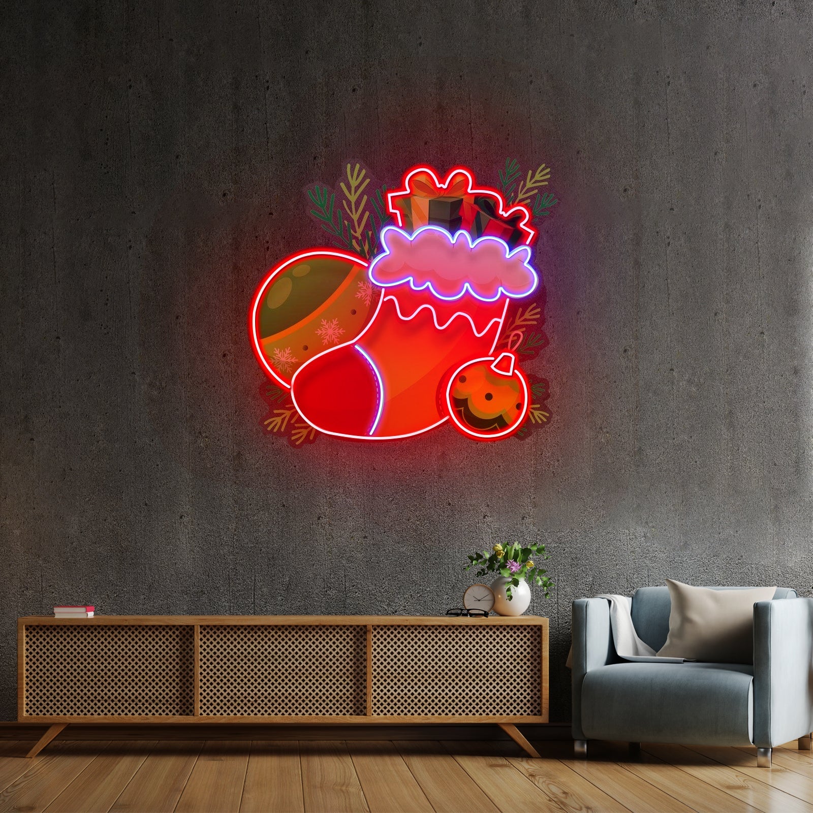 Sock Of Gifts Christmas Led Neon Acrylic Artwork For Sale - Shineneon