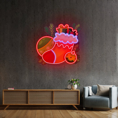 Sock Of Gifts Christmas Led Neon Acrylic Artwork For Sale - Shineneon