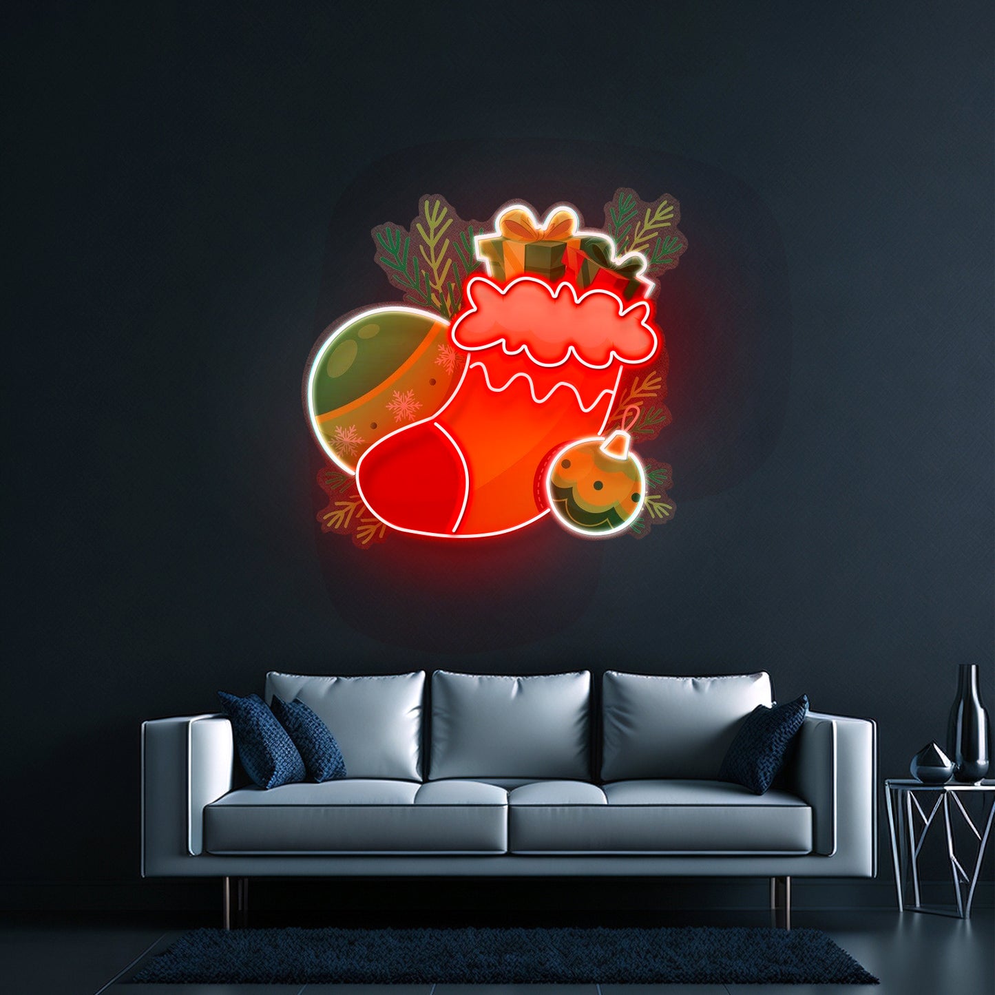 Sock Of Gifts Christmas Led Neon Acrylic Artwork For Sale