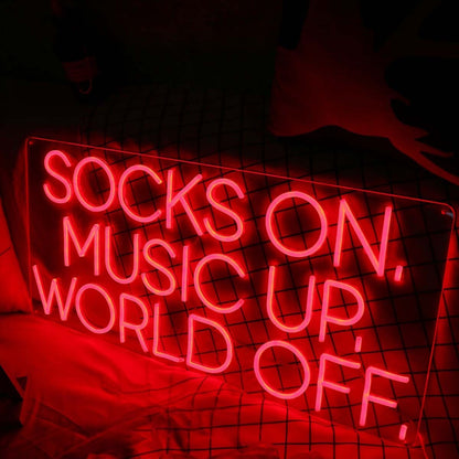 Socks On Music Up World Off Red Neon Sign For Relaxation | Shineneon