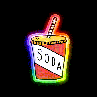 Soda Cup Doodle Fast Food Led Neon Sign For Burger Place Rgb Color - LED neon sign close-up detail